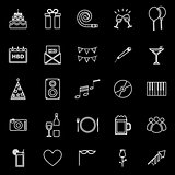 Birthday line icons on black backgound