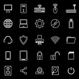 Computer line icons on black background
