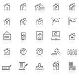 Real estate line icons with reflect on white