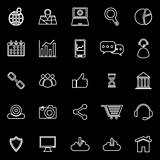 SEO line icons on black background
