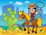 Cowboy on horse theme image 2