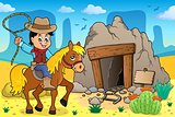 Cowboy on horse theme image 3