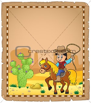 Parchment with cowboy on horse theme 1