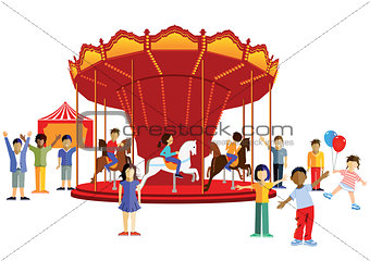 Carousel with kids