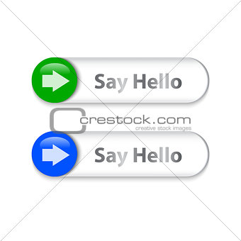Arrow sign on metallic slider with Say Hello words