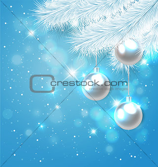 Blue Christmas background with fir