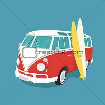 Van surf retro illustration