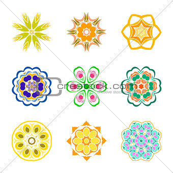 Nine color patterns radially