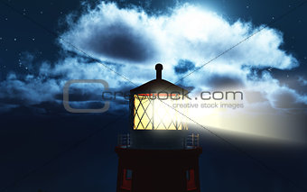 3D lighthouse at night