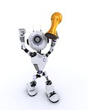 Robot lifting football trophy