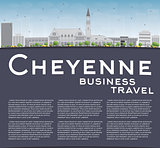 Cheyenne (Wyoming) Skyline with Grey Buildings and Blue Sky