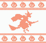 Seamless Knitted Halloween Pattern with Witch