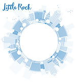 Outline Little Rock Skyline with Blue Building and copy space