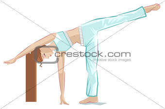Ardha chandrasana pose. Yoga girl in crescent pose