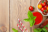 Fresh tomato juice smoothie with basil