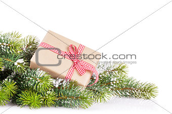 Christmas tree branch with gift box