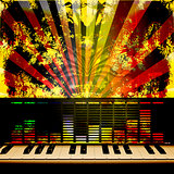 musical background piano keys and equalizer