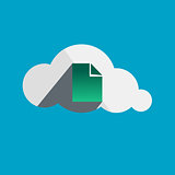Document in Cloud flat design icon