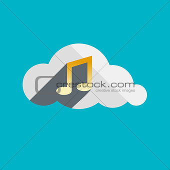 Music in Cloud flat design icon