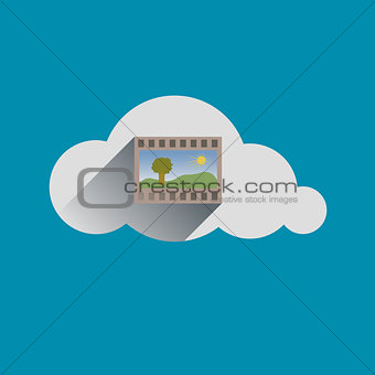 Image in Cloud flat design icon