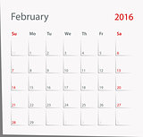 February 2016 calendar
