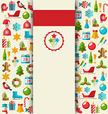 Christmas Card with Flat Icons on Beige