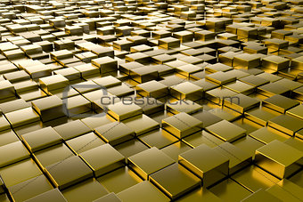golden metallic cubes