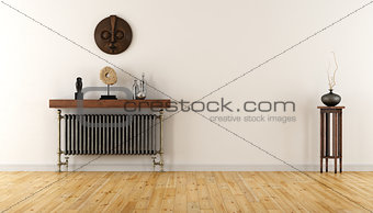 White room with vintage radiator