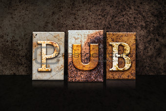 Pub Letterpress Concept on Dark Background