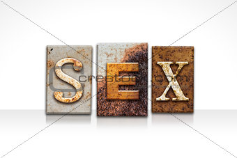 Sex Letterpress Concept Isolated on White
