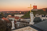 Vilnius, Lithuania: Sculptures on Roof of Cathedral and Upper Castle