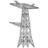 Silhouette of high voltage power lines. Vector  illustration