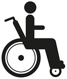 Black icon disabled person in wheelchair. World disability day