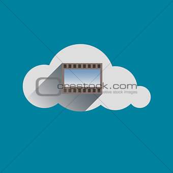 Film sign in Cloud flat design icon