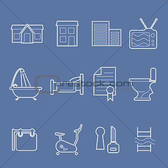 Real estate and accommodation amenities icons