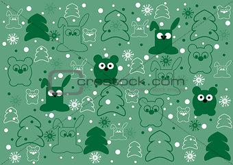 Cute childish  vector background with baby animals