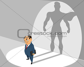 Old businessman and him silhouette