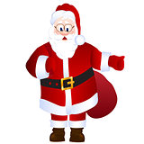 Cartoon Santa Claus with bag with gifts