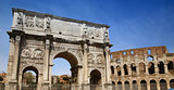 Arco de Constantino and Colosseum in Rome, Italy