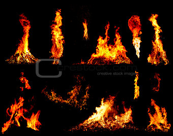 Bonfire Set on Black Background