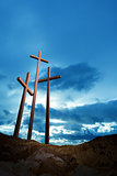 Three crosses on a hill 