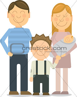 Vector Happy family portrait gesturing with cheerful smile