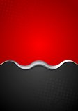 Red black contrast background with metal wave