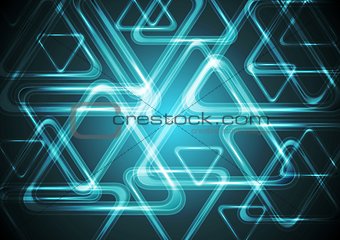 Dark cyan glowing triangles. Tech geometric background
