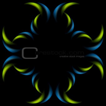 Green blue pattern on black background