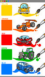 main colors cartoon with vehicles