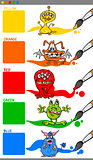 main colors with cartoon monsters