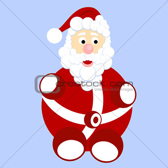 Funny cartoon Santa Claus with bag with gifts