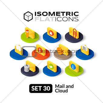 Isometric flat icons set 30