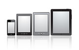 This image is a vector file representing a computer monitor display isolatedSet of realistic tablets with blank screen isolated on white background